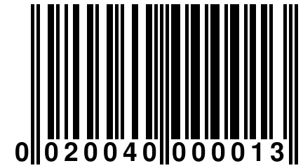 0 020040 000013